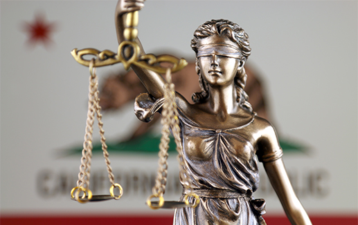 Legal - California flag and scales of justice © promesaartstudio stock.adobe.com