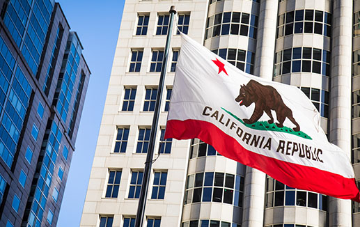 US Government - California state flag in front of San Francisco building - © James ChielloWirestock stock.adobe.com